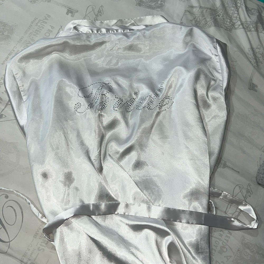 White Satin “Bride” robe